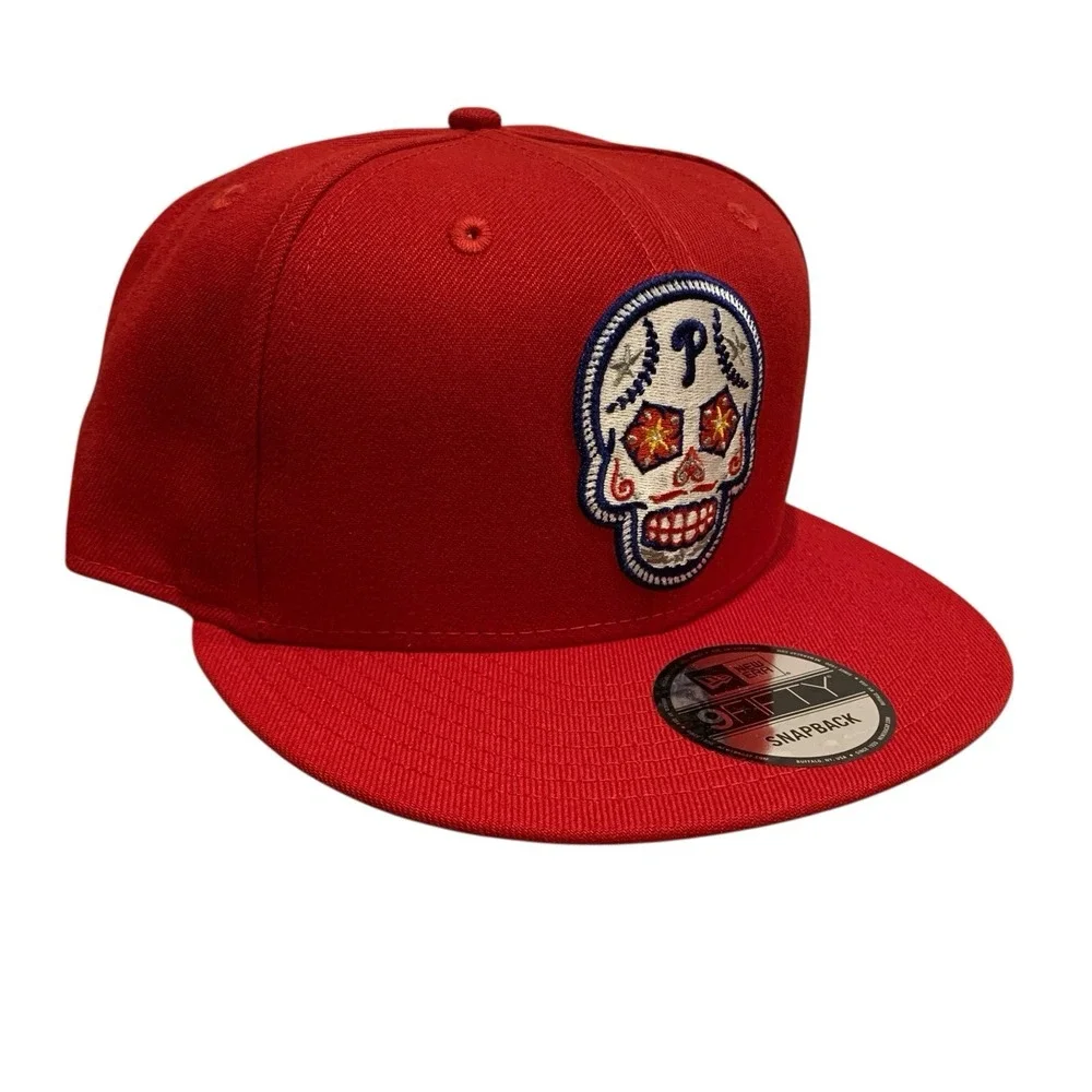 Philadelphia Phillies New Era 9FIFTY Red Sugar Skull Day of the Dead Hat OSFM